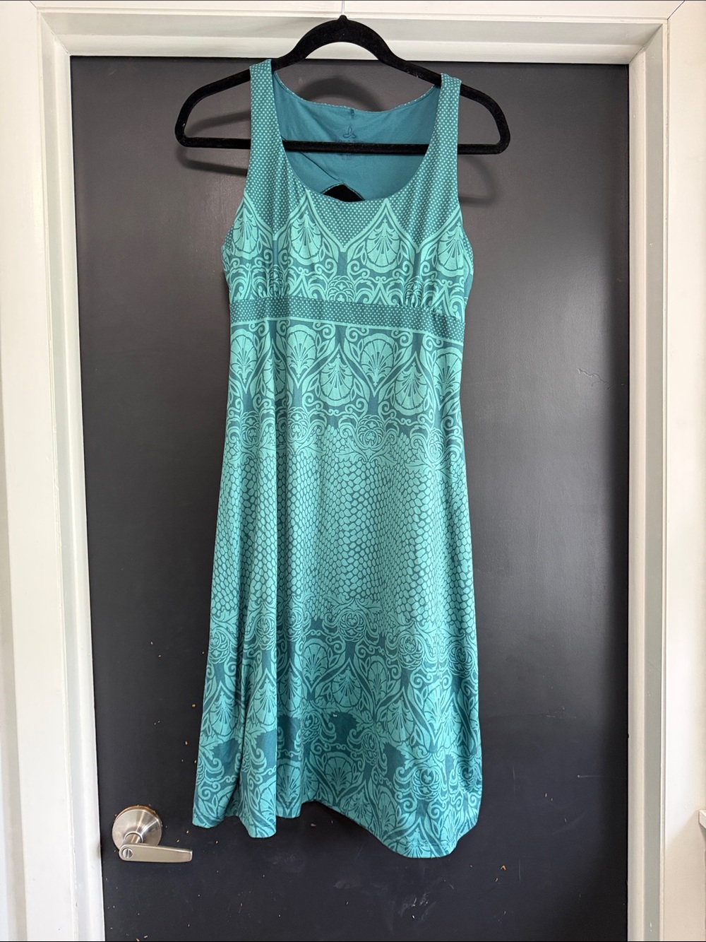Prana Teal Patterned Sleeveless Midi Dress